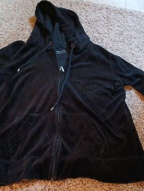 Merona Black Velour Hooded Zip-Up Sweater